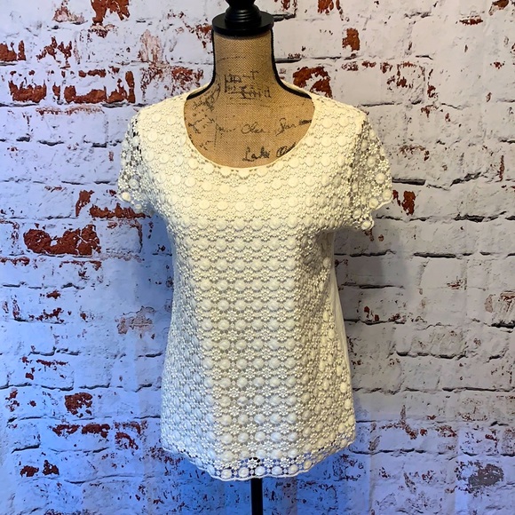 Lands' End Cream Lace Blouse Size Small